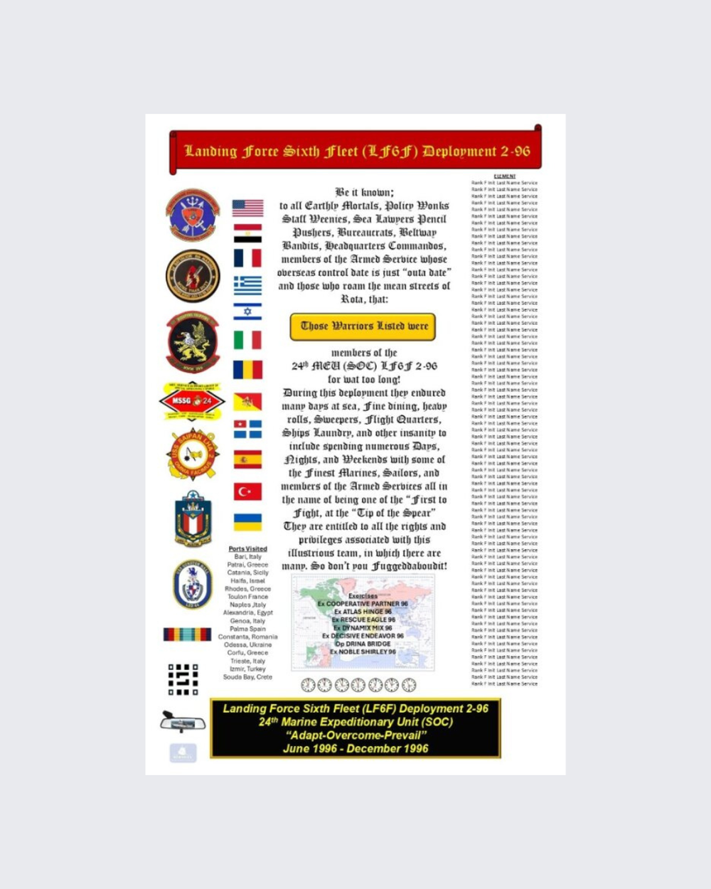 One Page Cruise Book